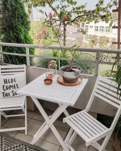 Ulkokalusteet<Beliani 2-Istuttava Bistrosetti Akaasia Valkoinen Fiji