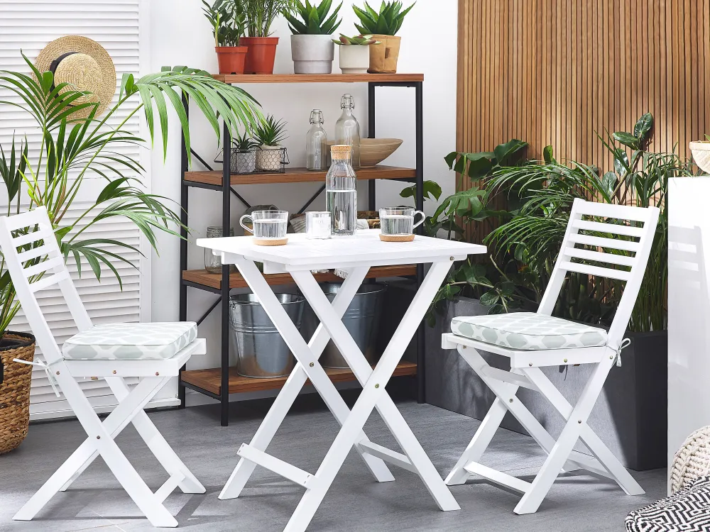 Ulkokalusteet<Beliani 2-Istuttava Bistrosetti Akaasia Valkoinen Fiji