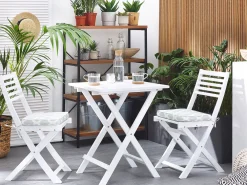 Ulkokalusteet<Beliani 2-Istuttava Bistrosetti Akaasia Valkoinen/Mintunvihrea Fiji