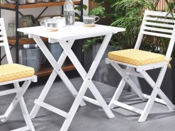 Ulkokalusteet<Beliani 2-Istuttava Bistrosetti Akaasia Valkoinen/Keltainen Fiji