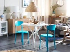 Shop Beliani 2-Istuttava Bistrosetti Muovi Turkoosi/Valkoinen Sersale/Vieste