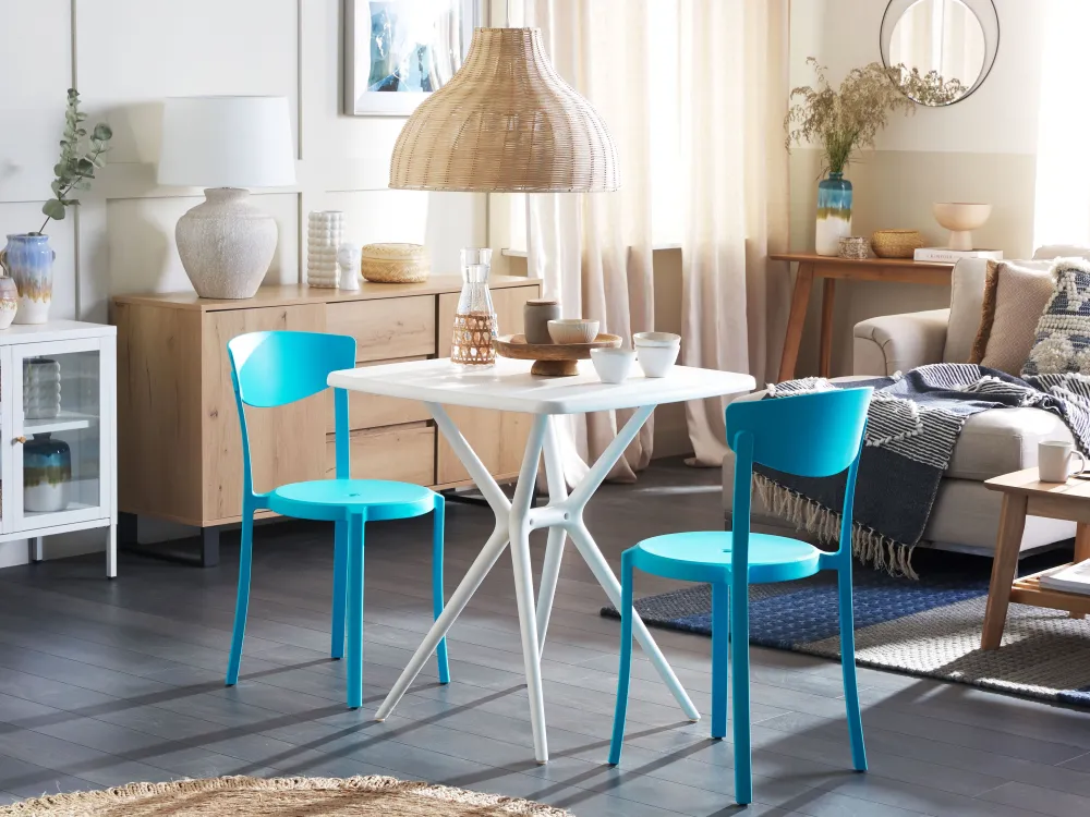 Shop Beliani 2-Istuttava Bistrosetti Muovi Turkoosi/Valkoinen Sersale/Vieste