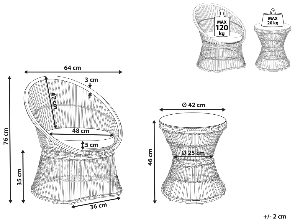 Ulkokalusteet<Beliani 2-Istuttava Bistrosetti Polyrottinki Luonnonvalkoinen Mesyna