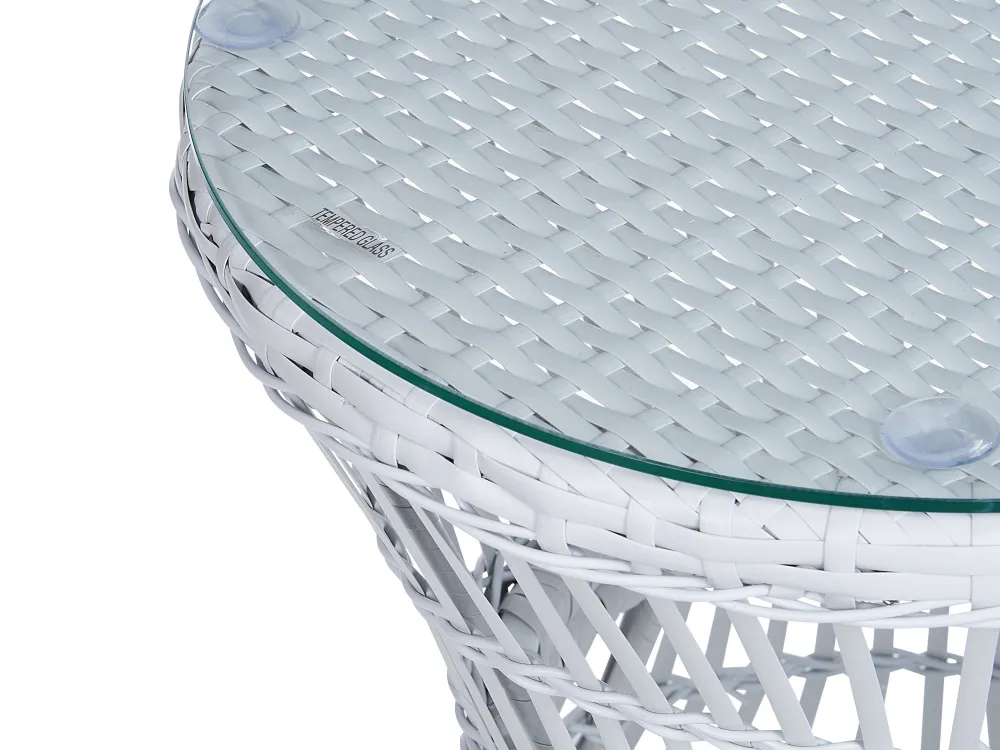 Ulkokalusteet<Beliani 2-Istuttava Bistrosetti Polyrottinki Luonnonvalkoinen Mesyna