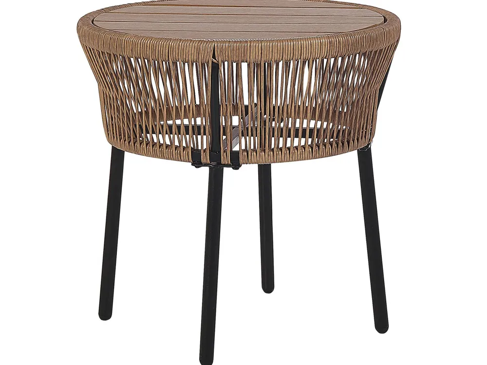 Ulkokalusteet<Beliani 2-Istuttava Bistrosetti Polyrottinki Vaaleanruskea Gargano