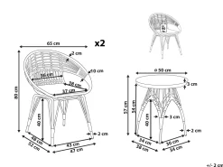 Ulkokalusteet<Beliani 2-Istuttava Bistrosetti Polyrottinki Luonnonvari/Musta Pellaro