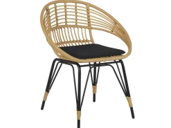 Ulkokalusteet<Beliani 2-Istuttava Bistrosetti Polyrottinki Luonnonvari/Musta Pellaro