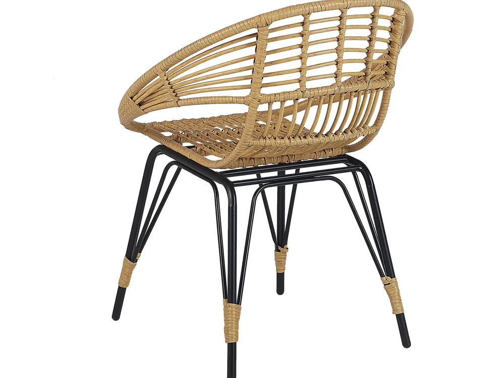 Ulkokalusteet<Beliani 2-Istuttava Bistrosetti Polyrottinki Luonnonvari/Musta Pellaro