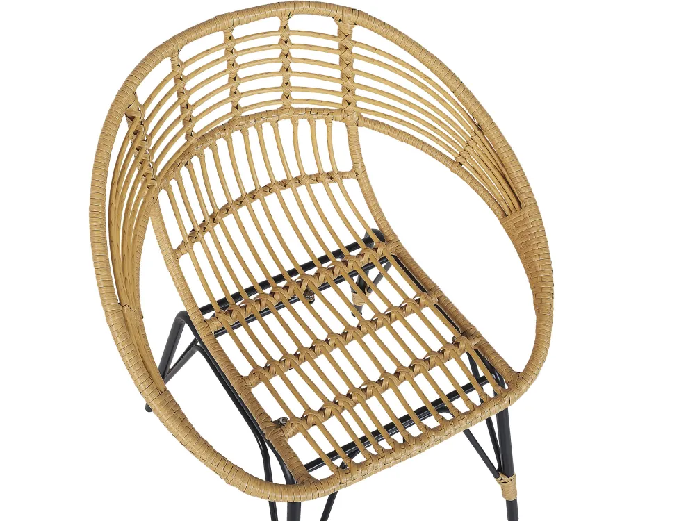 Ulkokalusteet<Beliani 2-Istuttava Bistrosetti Polyrottinki Luonnonvari/Musta Pellaro