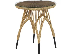 Ulkokalusteet<Beliani 2-Istuttava Bistrosetti Polyrottinki Luonnonvari/Musta Pellaro