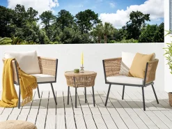 Best Sale Beliani 2-Istuttava Bistrosetti Polyrottinki Luonnonvari Gargano