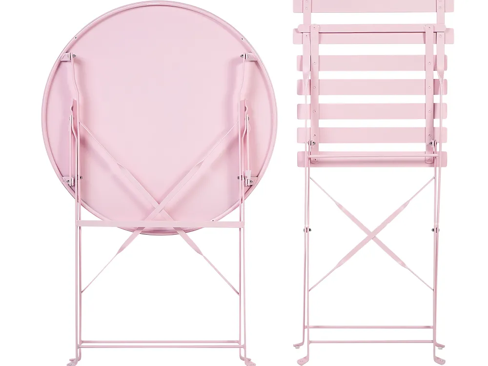 Ulkokalusteet<Beliani 2-Istuttava Bistrosetti Teras Pastellipinkki Fiori