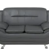 Sohvat<Beliani 2-Istuttava Harmaa Keinonahkainen Sohva Leira