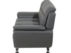 Store Beliani 3-Istuttava Harmaa Keinonahkainen Sohva Leira