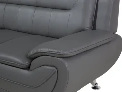 Store Beliani 3-Istuttava Harmaa Keinonahkainen Sohva Leira