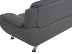 Store Beliani 3-Istuttava Harmaa Keinonahkainen Sohva Leira