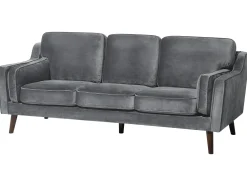 Sohvat<Beliani 3-Istuttava Harmaa Samettisohva Lokka
