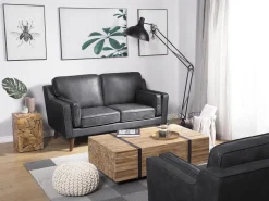 Flash Sale Beliani 2-Istuttava Harmaa Tekonahkainen Sohva Lokka