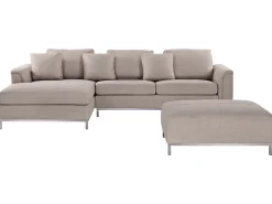 Shop Beliani 5-Istuttava Kulmasohva Ja Rahi Kangas Oikeak. Beige Oslo