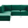 Sohvat<Beliani 4-Istuttava Kulmasohva Ja Rahi Sametti Oikeak. Vihrea Evja