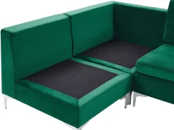 Sohvat<Beliani 4-Istuttava Kulmasohva Ja Rahi Sametti Oikeak. Vihrea Evja