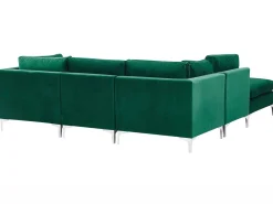Sohvat<Beliani 4-Istuttava Kulmasohva Ja Rahi Sametti Oikeak. Vihrea Evja