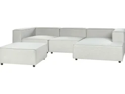 Sohvat<Beliani 3-Istuttava Kulmasohva Ja Rahi Pellava Vasenk. Vaaleanharmaa Aprica