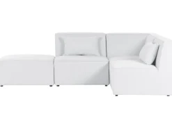 Store Beliani 3-Istuttava Kulmasohva Ja Rahi Vakosametti Vasenk. Luonnonvalkoinen Lemvig