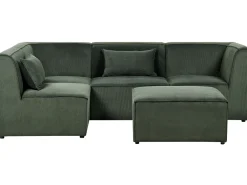 Sohvat<Beliani 4-Istuttava Kulmasohva Ja Rahi Vakosametti Oikeak. Tummanvihrea Lemvig