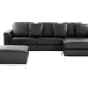 Sohvat<Beliani 5-Istuttava Kulmasohva Ja Rahi Nahka Vasenk. Musta Oslo