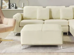 Cheap Beliani 5-Istuttava Kulmasohva Ja Rahi Nahka Vasenk. Beige Oslo