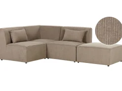 New Beliani 3-Istuttava Kulmasohva Ja Rahi Vakosametti Oikeak. Ruskeanharmaa Lemvig