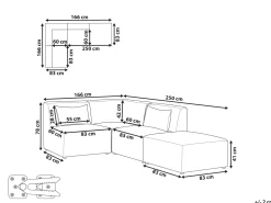 New Beliani 3-Istuttava Kulmasohva Ja Rahi Vakosametti Oikeak. Ruskeanharmaa Lemvig