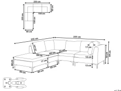 Clearance Beliani 4-Istuttava Kulmasohva Ja Rahi Sametti Oikeak. Harmaa Evja