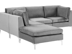 Clearance Beliani 4-Istuttava Kulmasohva Ja Rahi Sametti Oikeak. Harmaa Evja