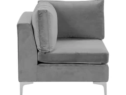 Clearance Beliani 4-Istuttava Kulmasohva Ja Rahi Sametti Oikeak. Harmaa Evja