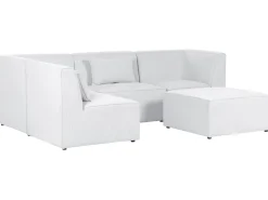 Best Sale Beliani 4-Istuttava Kulmasohva Ja Rahi Vakosametti Oikeak. Luonnonvalkoinen Lemvig