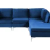 Discount Beliani 4-Istuttava Kulmasohva Ja Rahi Sametti Vasenk. Laivastonsininen Evja