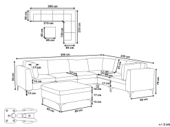 Sohvat<Beliani 6-Istuttava Kulmasohva Ja Rahi Sametti Vasenk. Harmaa Evja