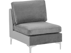 Sohvat<Beliani 6-Istuttava Kulmasohva Ja Rahi Sametti Vasenk. Harmaa Evja