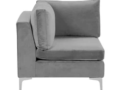 Sohvat<Beliani 6-Istuttava Kulmasohva Ja Rahi Sametti Vasenk. Harmaa Evja