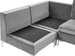 Shop Beliani 5-Istuttava Kulmasohva Ja Rahi Sametti Oikeak. Harmaa Evja