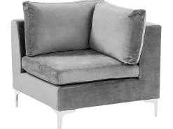 Shop Beliani 5-Istuttava Kulmasohva Ja Rahi Sametti Oikeak. Harmaa Evja