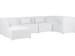 Fashion Beliani 5-Istuttava Kulmasohva Ja Rahi Vakosametti Vasenk. Luonnonvalkoinen Lemvig