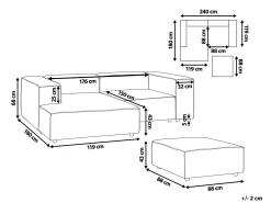 Sohvat<Beliani 2-Istuttava Kulmasohva Ja Rahi Pellava Oikeak. Vaaleanharmaa Aprica