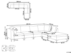 Sohvat<Beliani 5-Istuttava Kulmasohva Ja Rahi Sametti Vasenk. Laivastonsininen Evja
