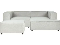 Best Sale Beliani 2-Istuttava Kulmasohva Ja Rahi Pellava Vasenk. Vaaleanharmaa Aprica