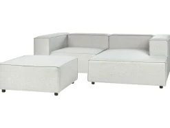 Best Sale Beliani 2-Istuttava Kulmasohva Ja Rahi Pellava Vasenk. Vaaleanharmaa Aprica