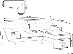 Best Sale Beliani 3-Istuttava Kulmasohva Kangas Vasenk. Sininen Motala