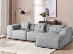 Sale Beliani 3-Istuttava Kulmasohva Kangas Vasenk. Harmaa Dolva